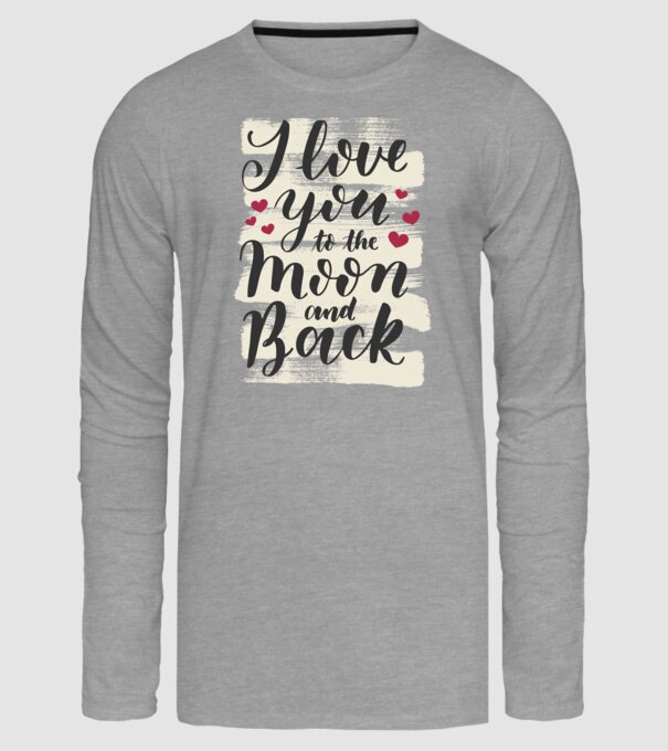 'I love you to the moon and back tricou drăguț Valentine''s Day' model gri pe tricou