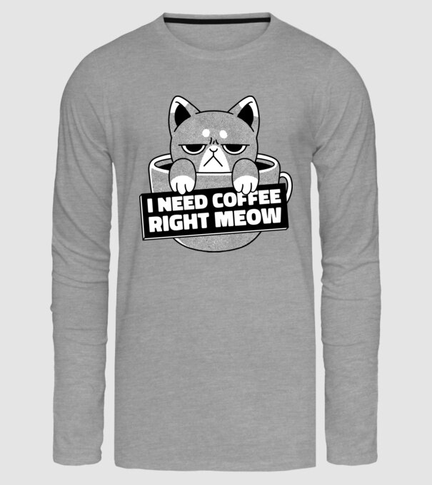 I need Coffee Right Meow model gri pe tricou