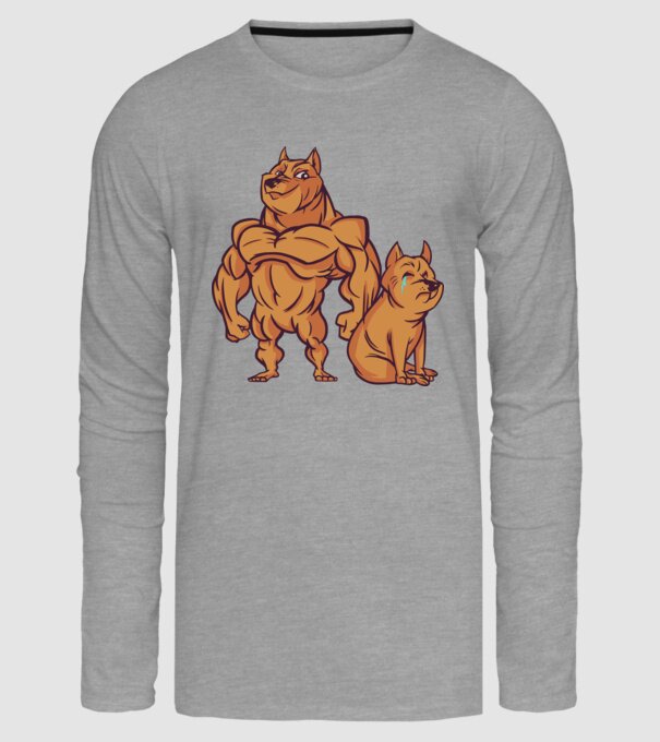 Câine musculos model gri pe tricou