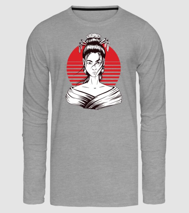 Geisha japoneză model gri pe tricou