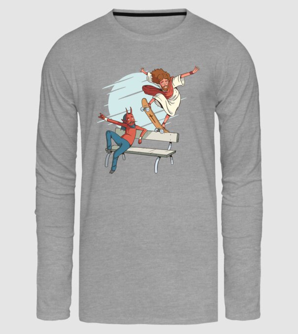 Isus Skateboarding model gri pe tricou