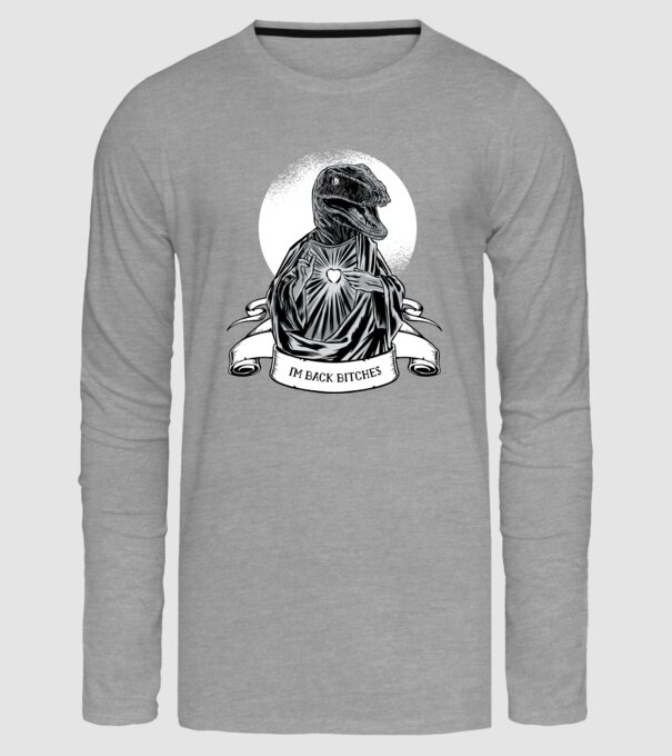 Iisus Raptor Dinozaur model gri pe tricou