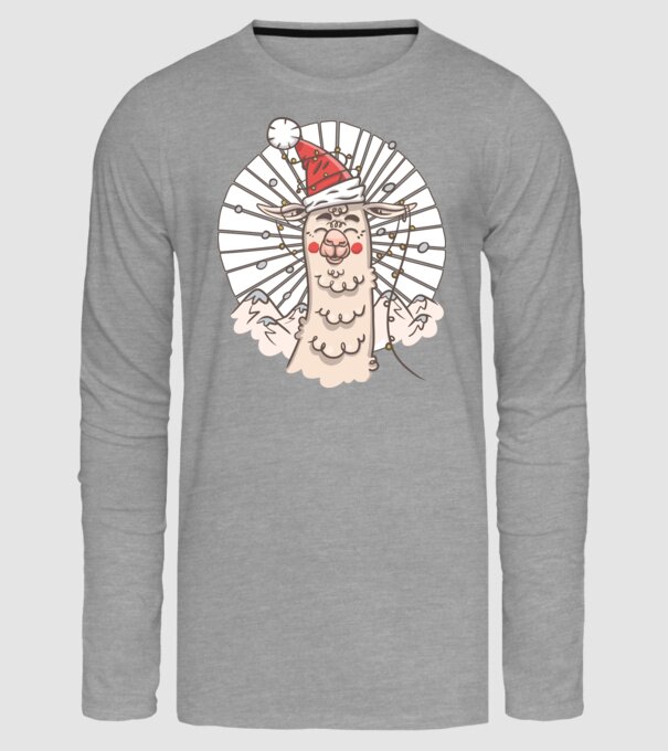Llama de Crăciun model gri pe tricou