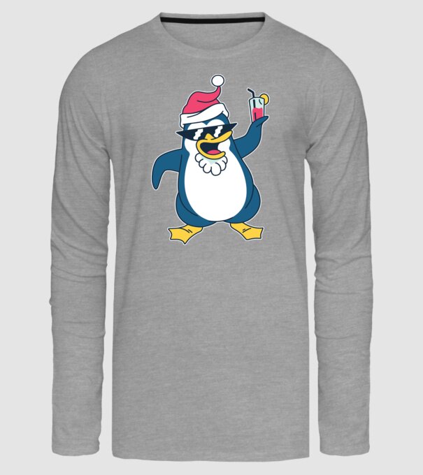 Pinguin de Crăciun model gri pe tricou