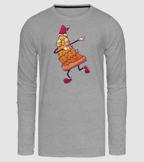 Pizza de Crăciun DAB model gri pe tricou
