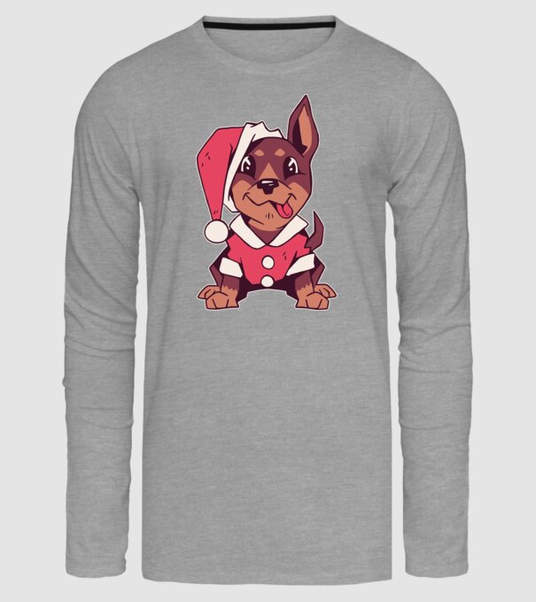 Teckel de Crăciun model gri pe tricou
