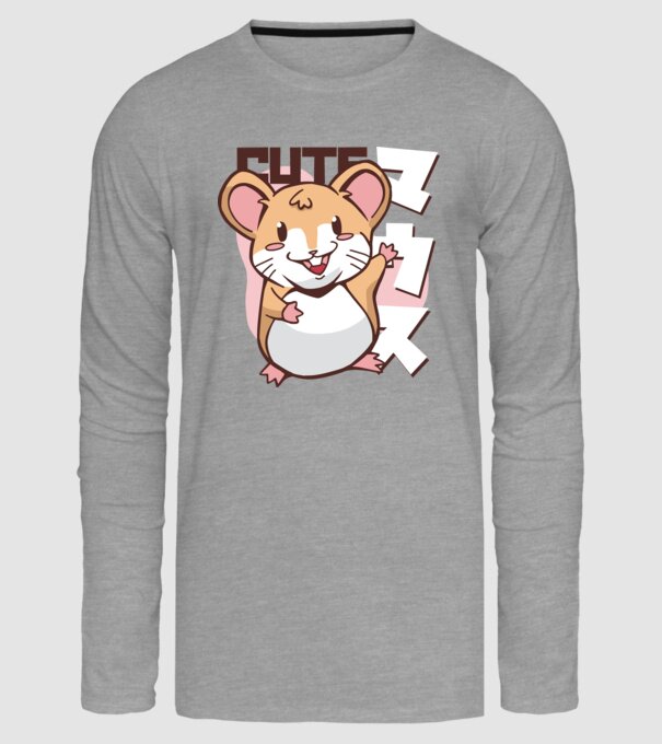 Șoarece Kawaii model gri pe tricou