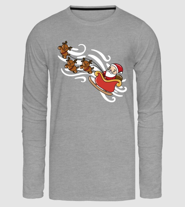Kawaii sanie Moș Crăciun model gri pe tricou