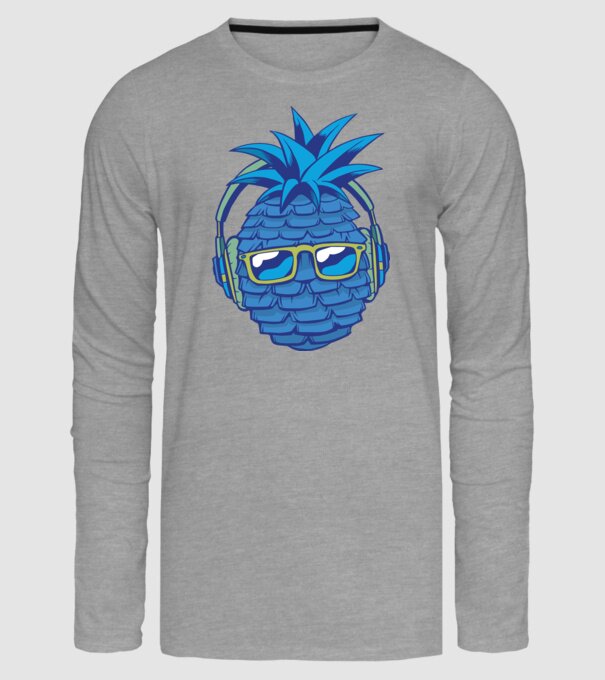 Ananas albastru cu căști model gri pe tricou