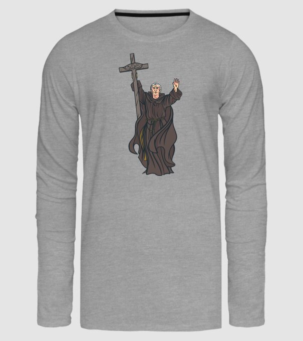 Călugăr creștin model gri pe tricou