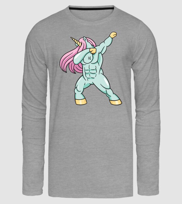 Unicorn Body Building DAB model gri pe tricou