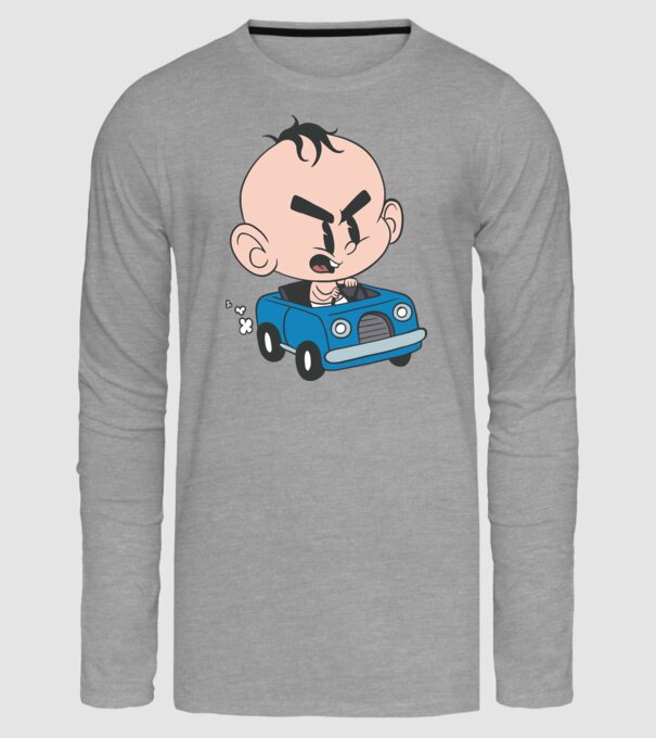 Copilaș cu mașină model gri pe tricou