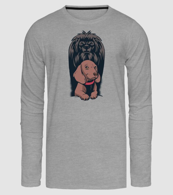 Cățeluș Leu cu umbră model gri pe tricou