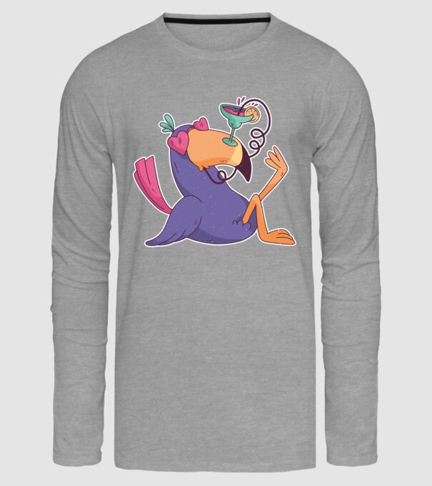 Toucan cu cocktail model gri pe tricou