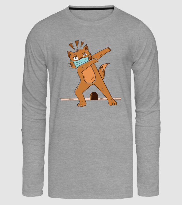 Mască Pisică Coronavirus model gri pe tricou