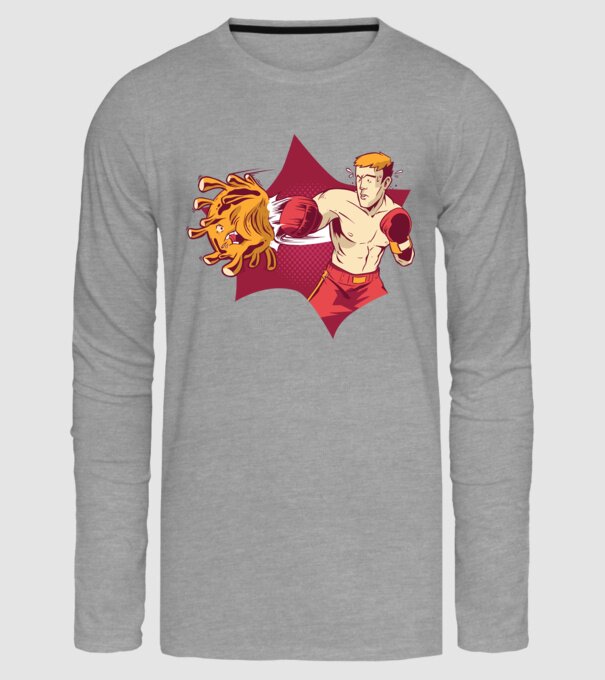 Coronavirus KO - Box model gri pe tricou