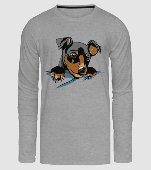 tricou drăguț câine în buzunar pentru iubitorii de câini model gri pe tricou