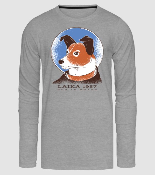 Laika 1957 - Câine în spațiu model gri pe tricou