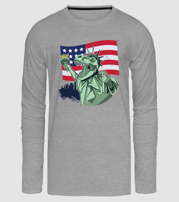 Liberty-Rex SUA Dinozaur model gri pe tricou