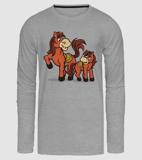 Cal cu mânz model gri pe tricou