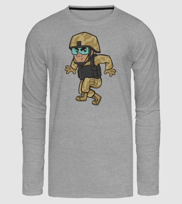 Soldat strecurându-se model gri pe tricou