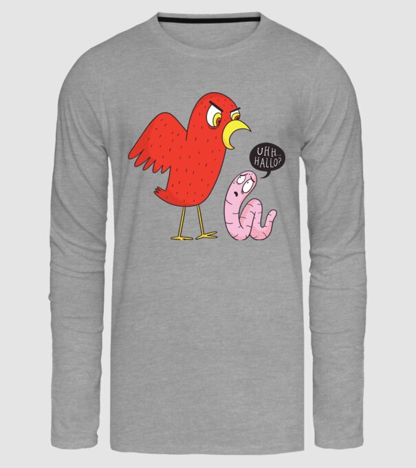 Pasăre cu vierme model gri pe tricou