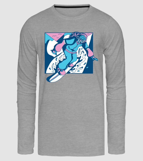 Snowboarder cool model gri pe tricou
