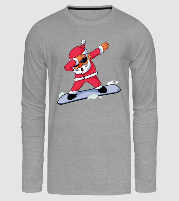Moș Crăciun Snowboard DAB tricou amuzant model gri pe tricou