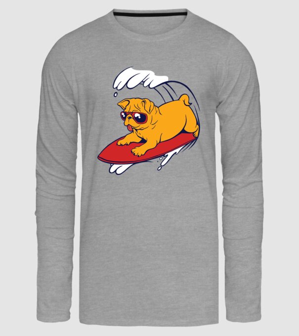 Mops Surf model gri pe tricou