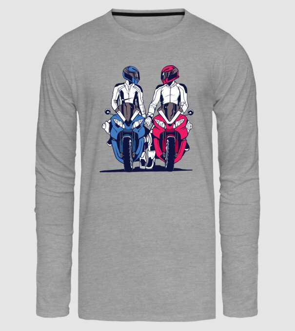 Cuplu de motocicliști model gri pe tricou
