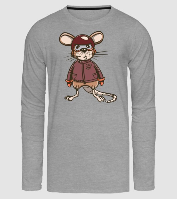 Șobolan motociclist model gri pe tricou
