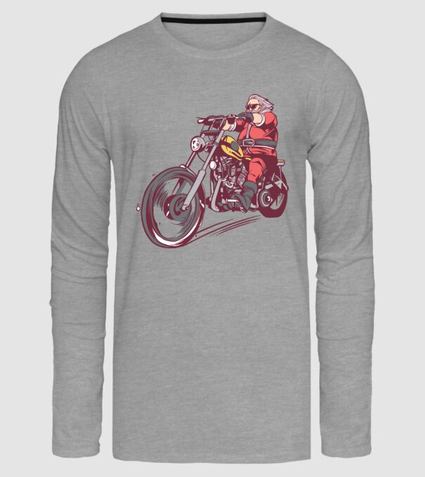 Moș Crăciun motociclist model gri pe tricou