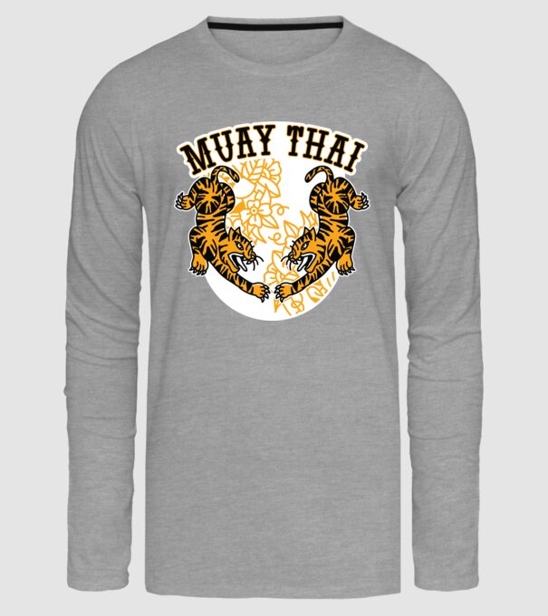 Tigri Muay Thai model gri pe tricou