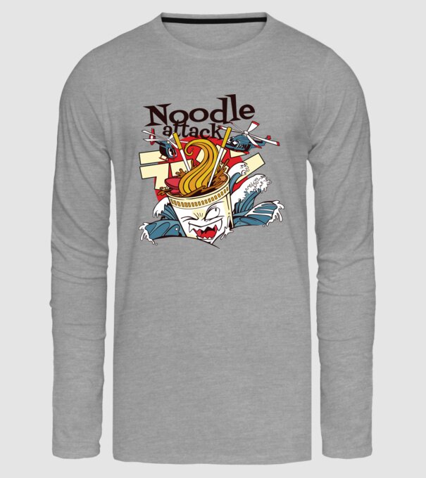 Noodle Attack model gri pe tricou