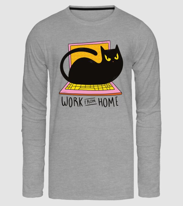 Home offfice cu pisică model gri pe tricou