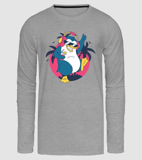 Pinguin de Petrecere model gri pe tricou