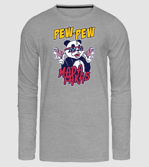 Pew Pew Pew Madafakas Panda model gri pe tricou