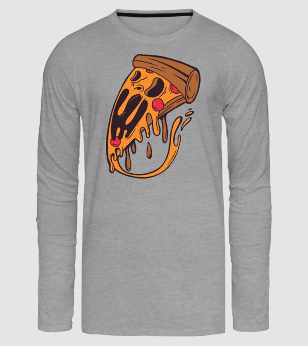 Pizza Horror model gri pe tricou