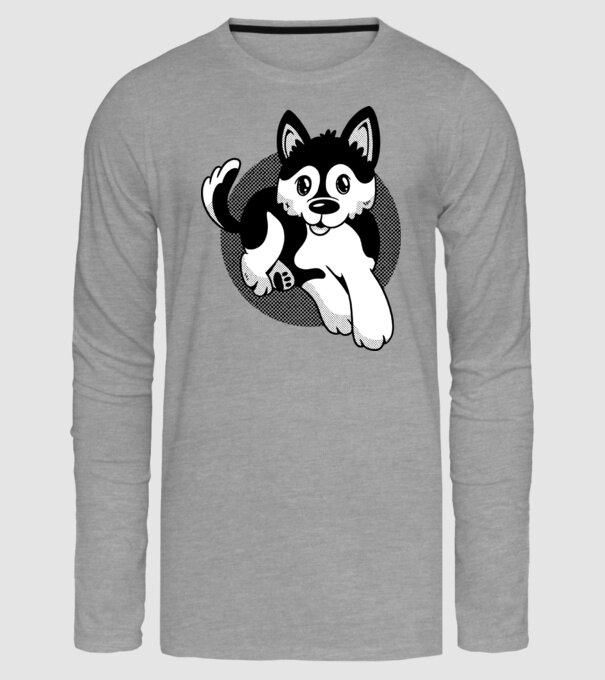 Câine Pomsky model gri pe tricou