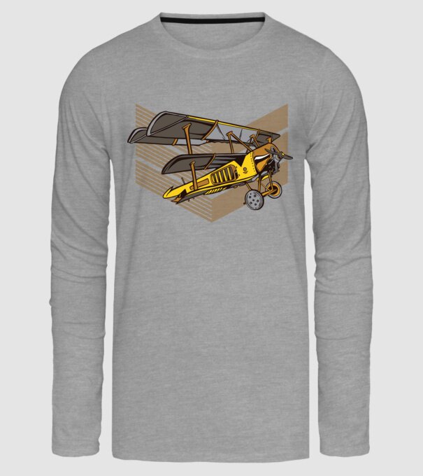 Avion cu elice model gri pe tricou