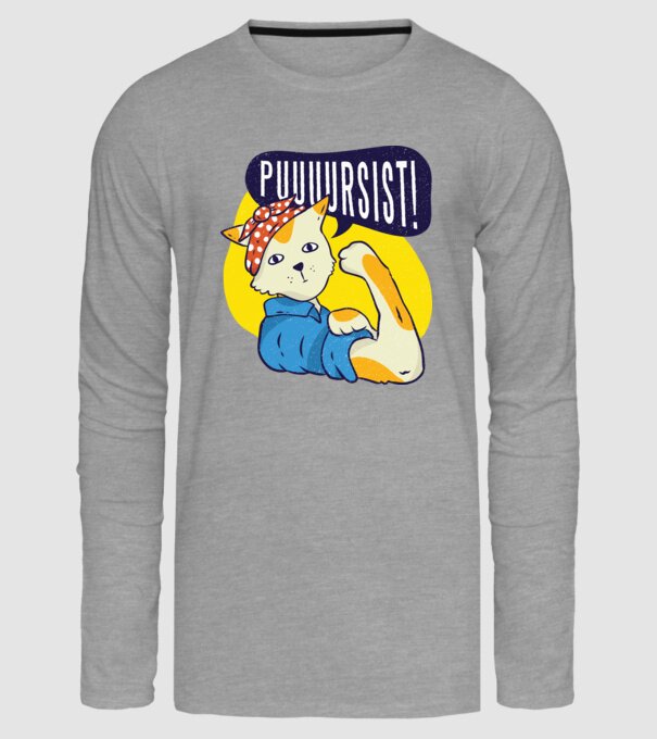 Pisică Pursist model gri pe tricou