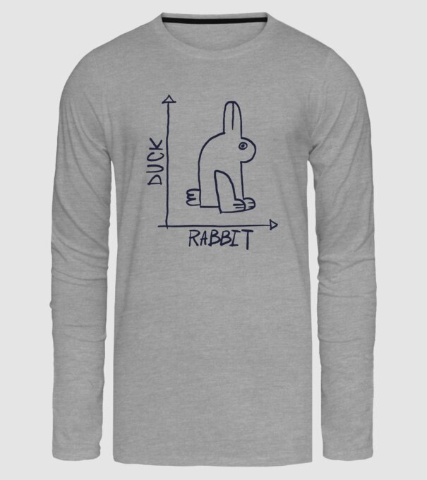 Rabbit vs Duck - Iepure sau Rață model gri pe tricou