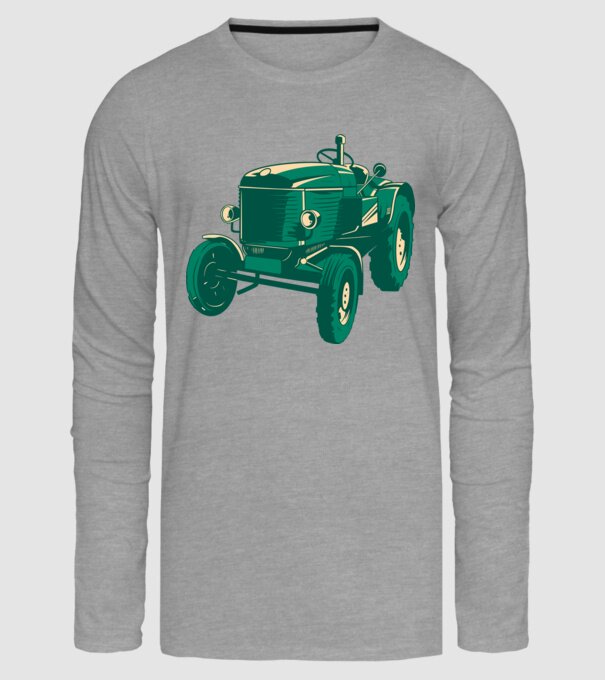 Tractor vechi model gri pe tricou