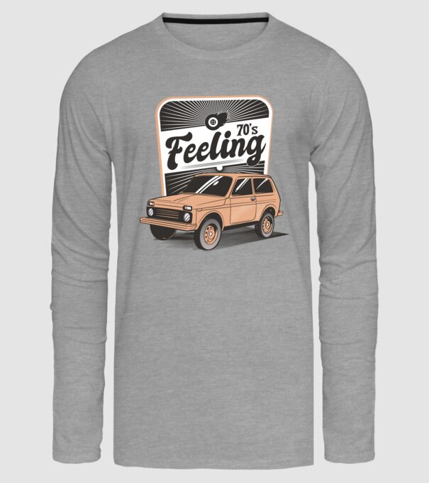 Mașină Retro anii 70 Lada Niva model gri pe tricou