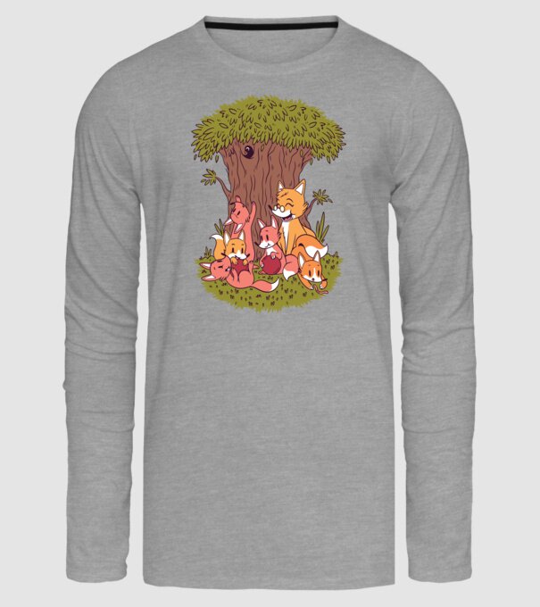 Familie Vulpe model gri pe tricou