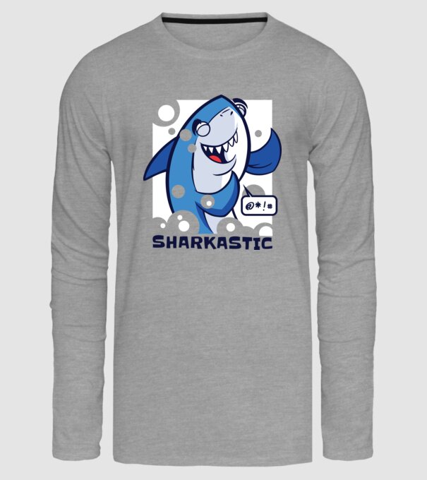 Sharkastic - Rechinul sarcastic model gri pe tricou