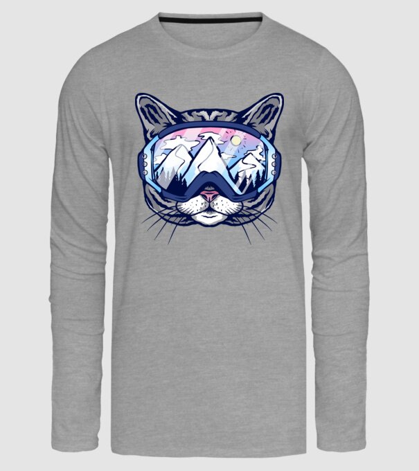 Pisică schior model gri pe tricou