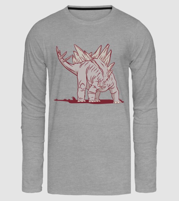 Stegosaurus dinozaur model gri pe tricou