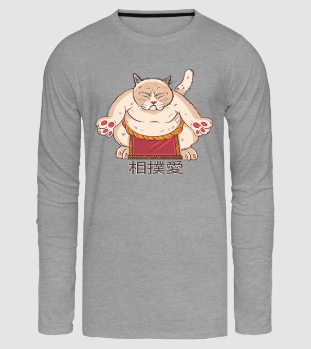Pisică Sumo model gri pe tricou