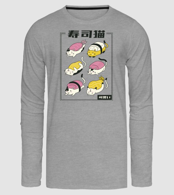 Pisicuțe Sushi model gri pe tricou